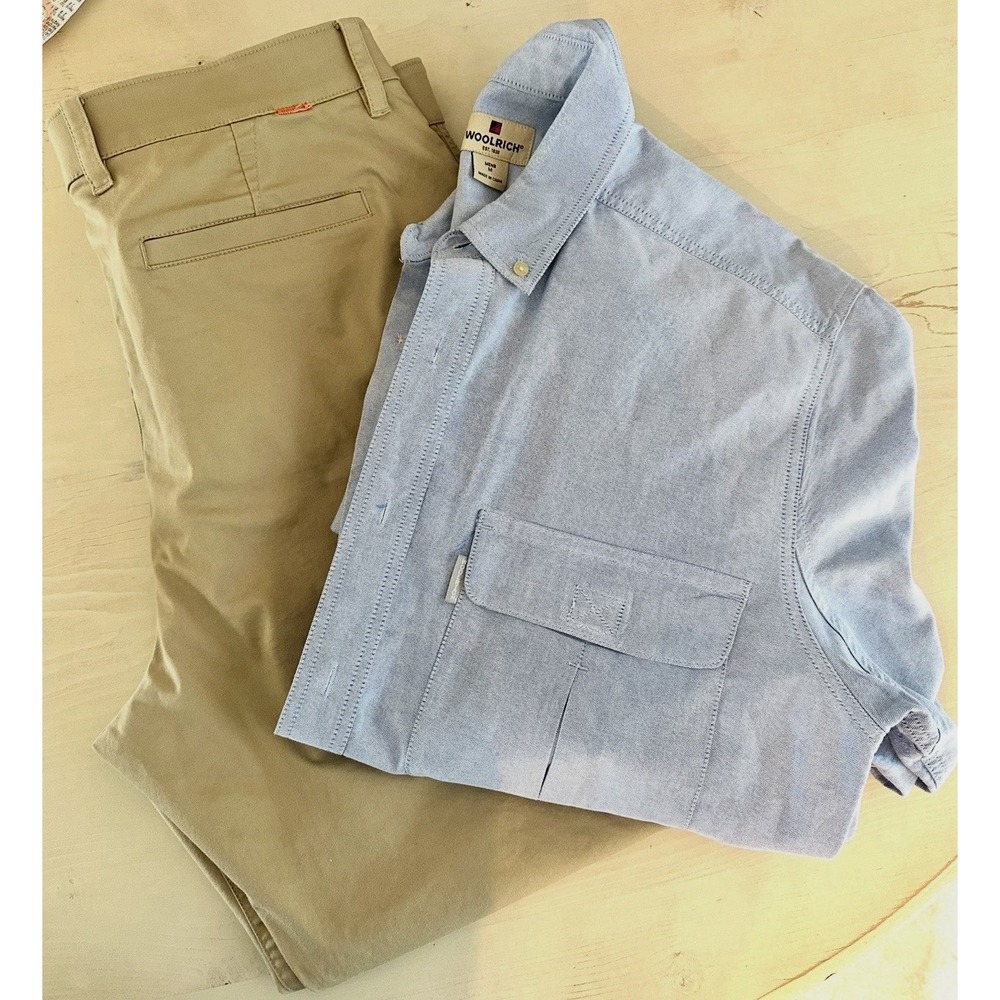 Nike Dri-Fit Beige khaki Casual Pants Men's 39x27 Twill Cotton Blend Flat Front